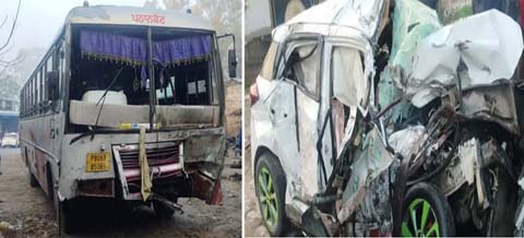 होशियारपुर में हादसा: बस से टकराई कार, हिमाचल के चार लोगों की माैत; दोस्त को अमृतसर एयरपोर्ट छोड़ने जा रहे थे