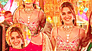 कुंवारी कृति सेनन ने छोटी दुल्हन बहन के संगीत में चुराया सबका दिल, गहरे गले का ब्लाउज पहन लहंगे में लगीं धांसू